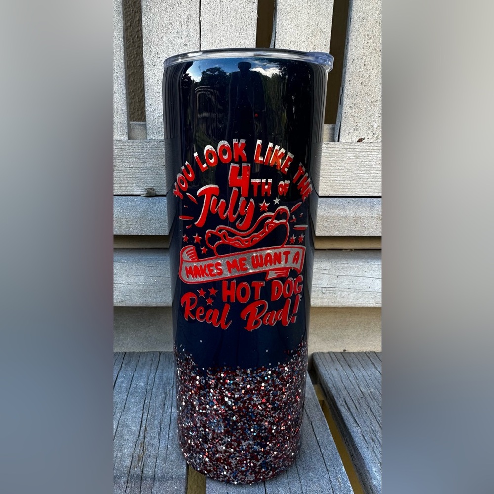 Personalized Glitter Legally Blonde 4th Of July  Glitter Tumbler With Lid 20 Oz